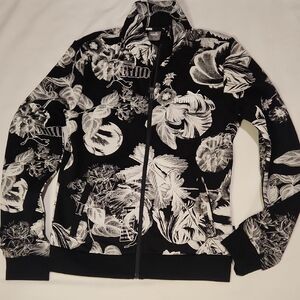 Puma | Black & White Frozen Flower Zip Up Jacket Sz XS New